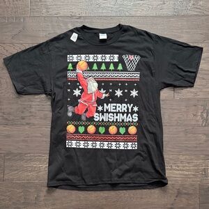 Merry Swishmas Santa T-Shirt Men’s Size Large - Black